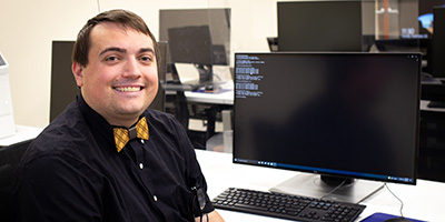 A student learning at the computer