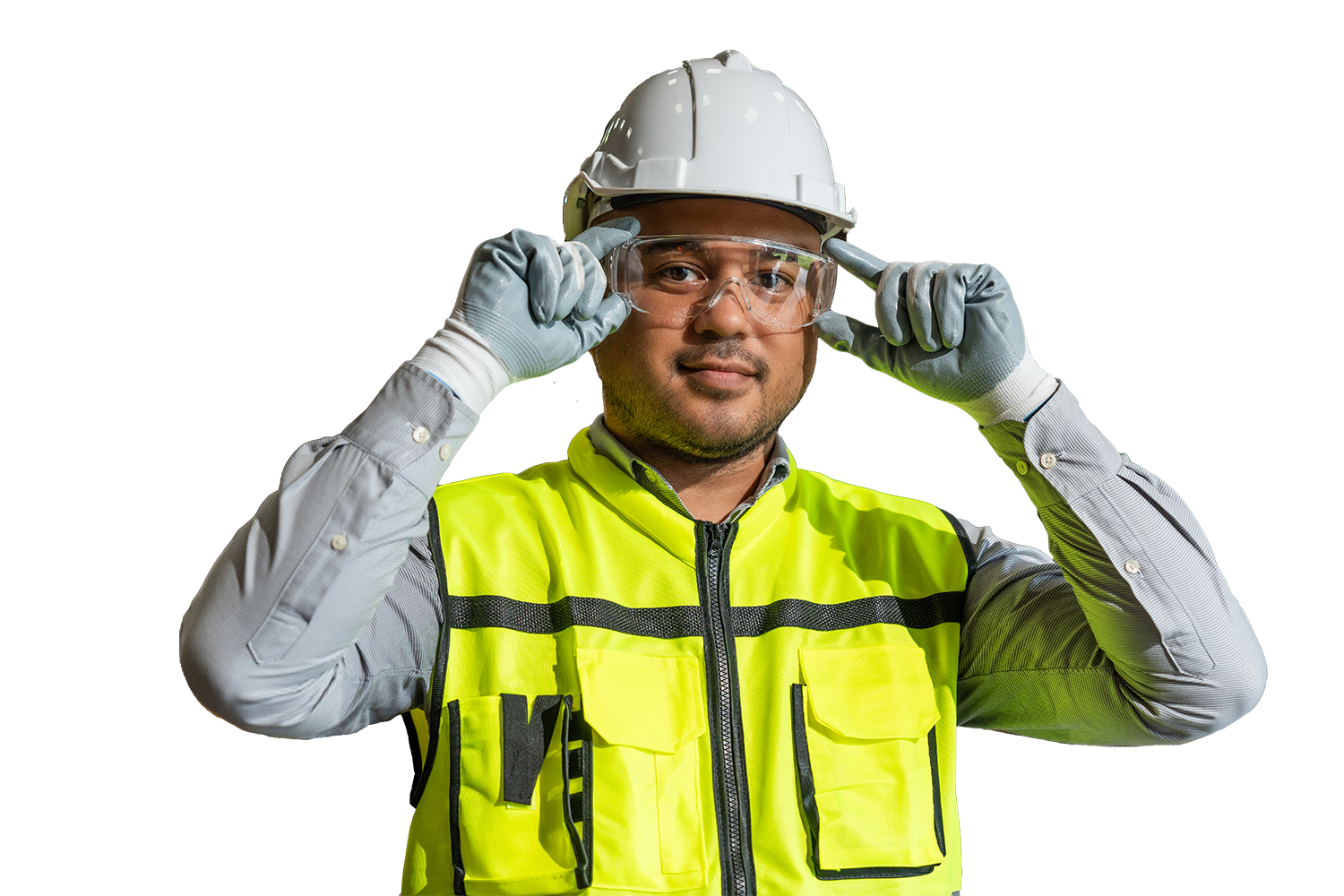 Male worker wearing safety gear