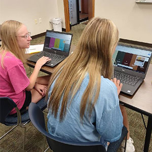Students working at computers