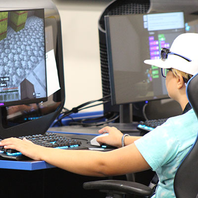 Young male playing computer games