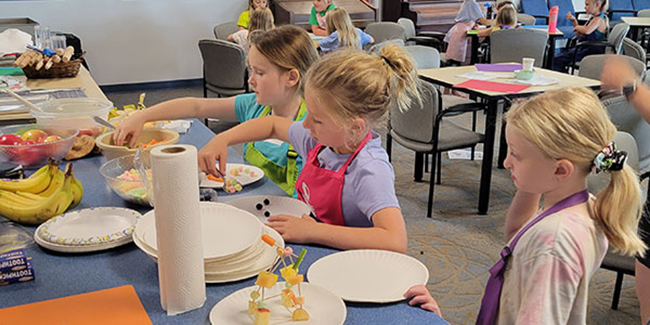 Young girls in a kitchen