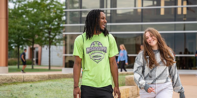 Students walking outside campus