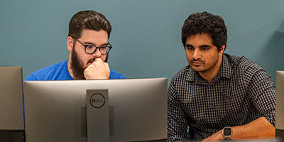 Students working in a computer lab